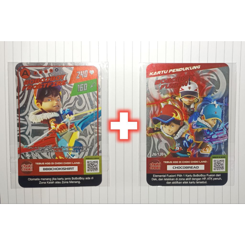 Kartu Boboiboy FrostFire (A) + Bonus Kartu Pendukung Boboiboy Fusion (Foil) - Choki Choki Boboiboy G