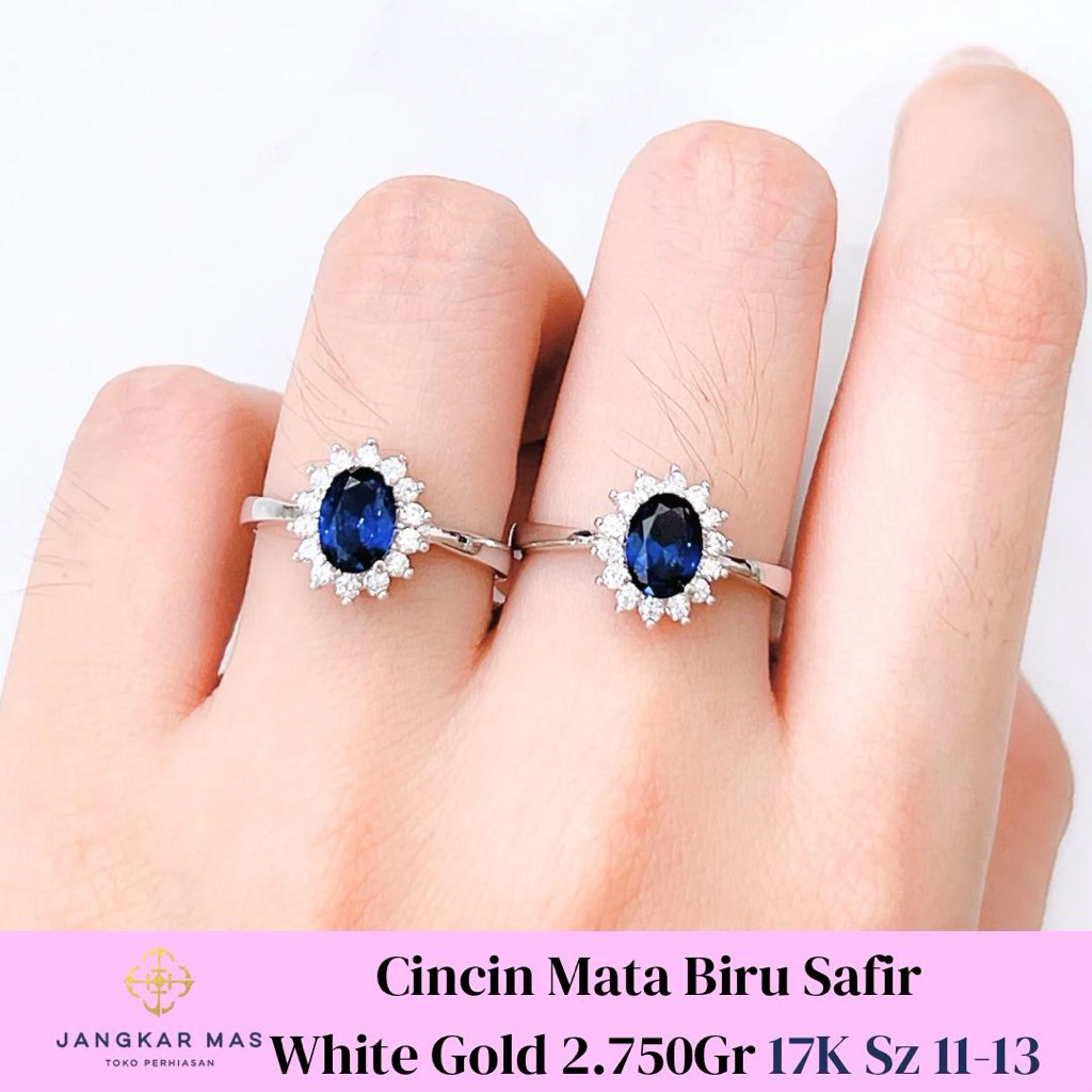 CINCIN MATA BIRU SAFIR EMAS PUTIH 17K 2.750 GR
