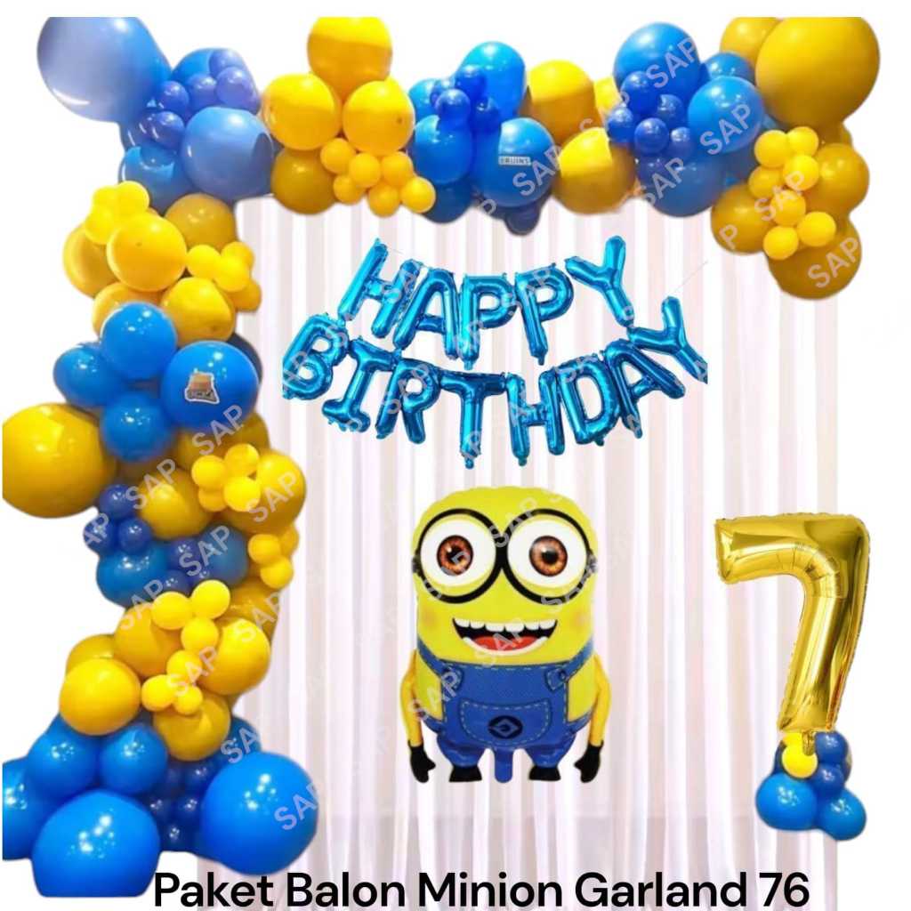 Paket Balon MINION GARLAND 76 / Dekorasi Ulang Tahun Balon Minion