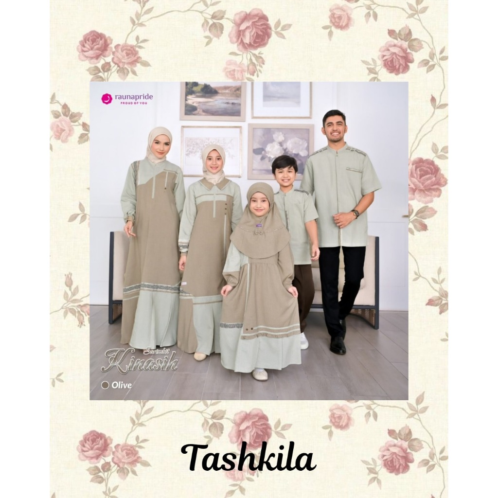 ( Sarimbit Rauna Series Kinasih Olive ) Gamis Dewasa Rauna RGF Koko Rauna Panjang RKF Koko Anak Laki