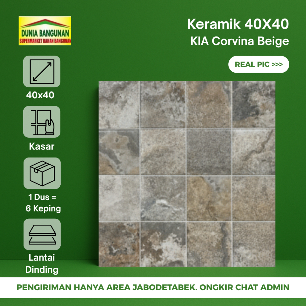 Keramik Lantai 40x40 Kasar KIA Corvia Beige Keramik Motif Batu Alam Beige Keramik Kamar Mandi Garasi