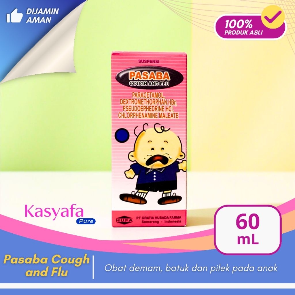 Kasyafa Pure | Pasaba Cough Flu 60ml - Sirup Obat Batuk Pilek Flu Anak Bapil Demam