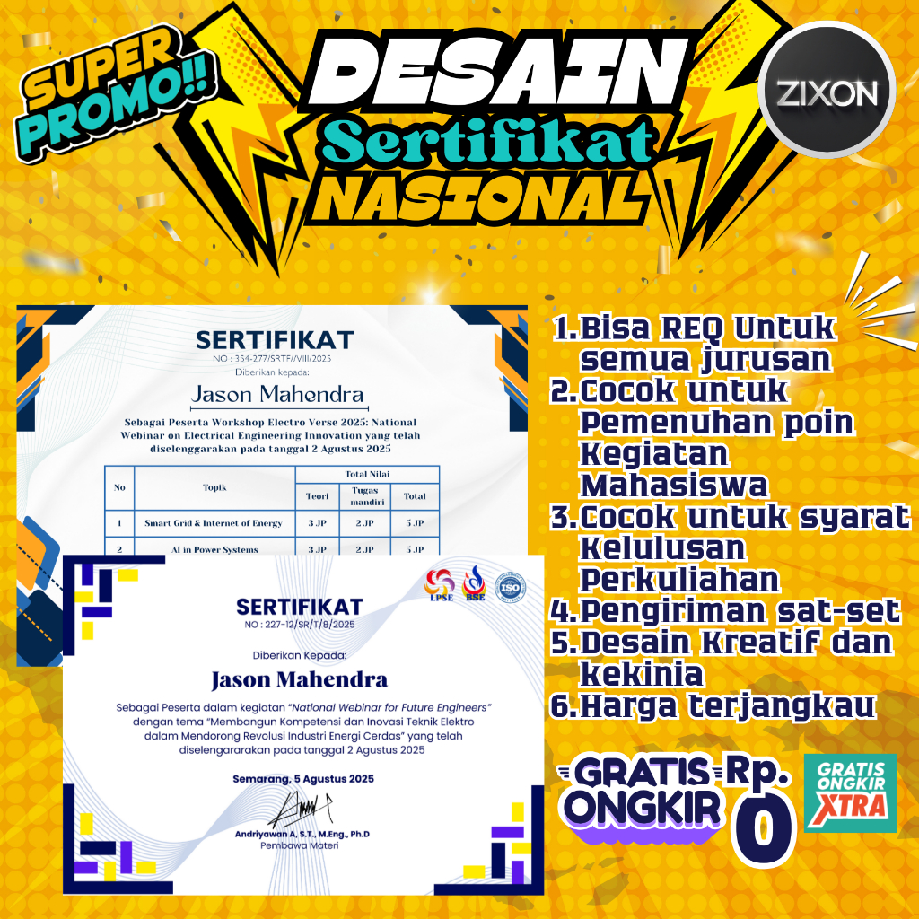 JUAL- Desain -SERTIFIKAT WEBINAR NASIONAL dengan JP (jam pelajaran)