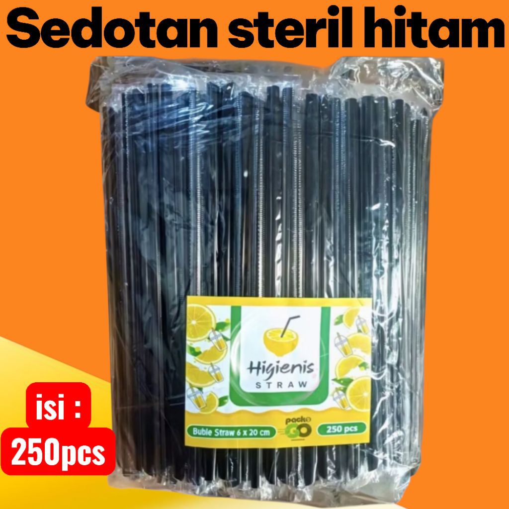 sedotan plastik hitam kecil steril 6mm