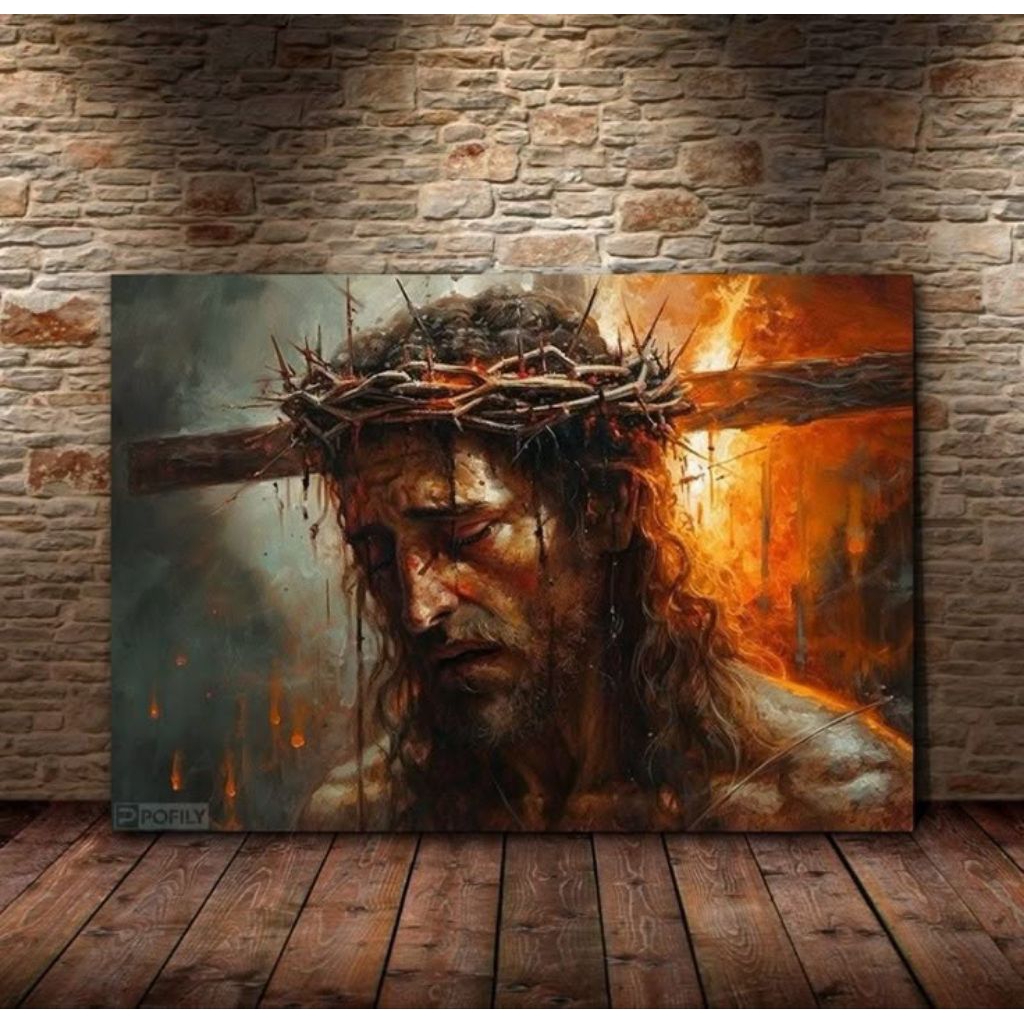 lukisan dinding tuhan yesus modernt art