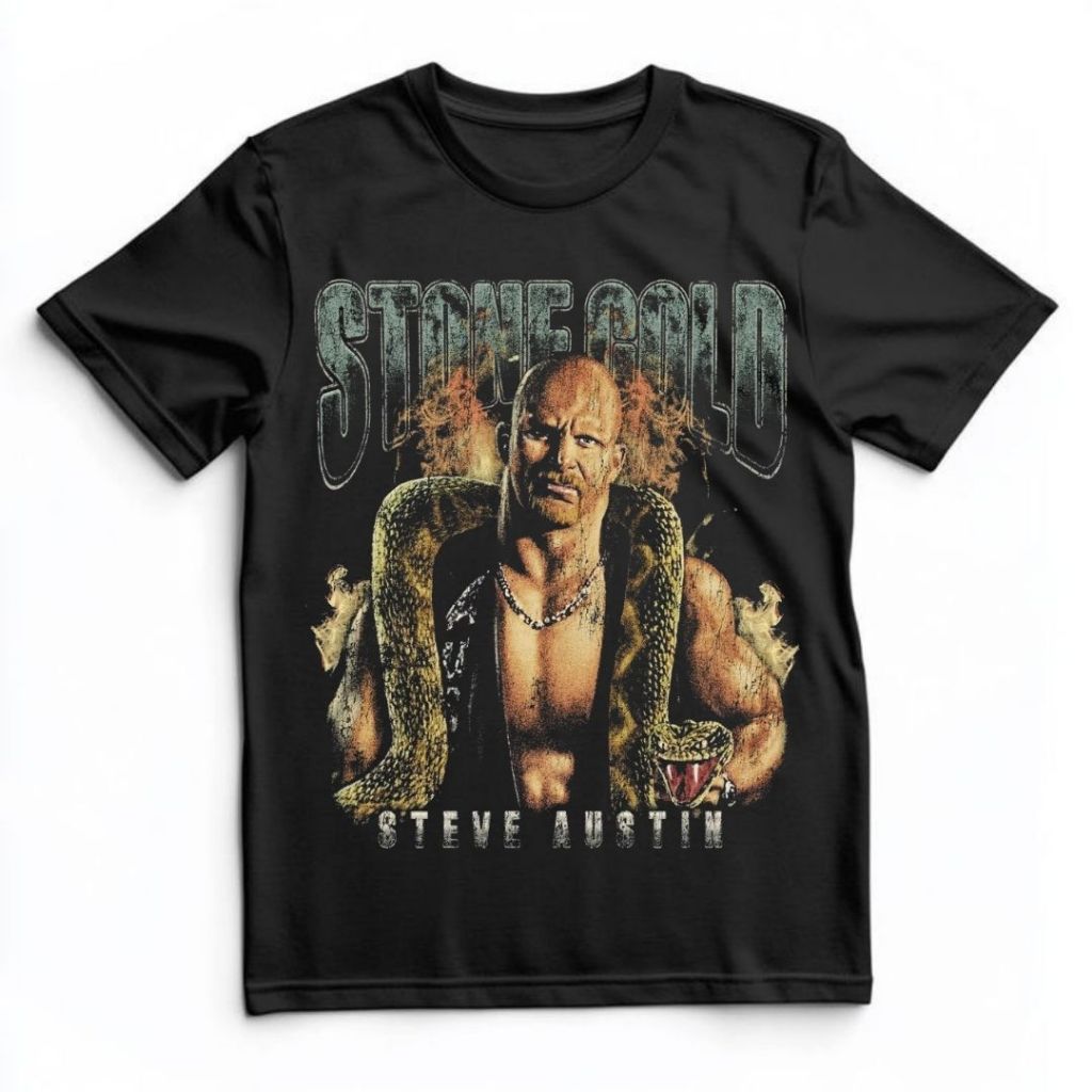 Kaos Stone Cold | Hitam | Black | Kaos Reguler | Vintage | Atasan | Kaos Smack Down