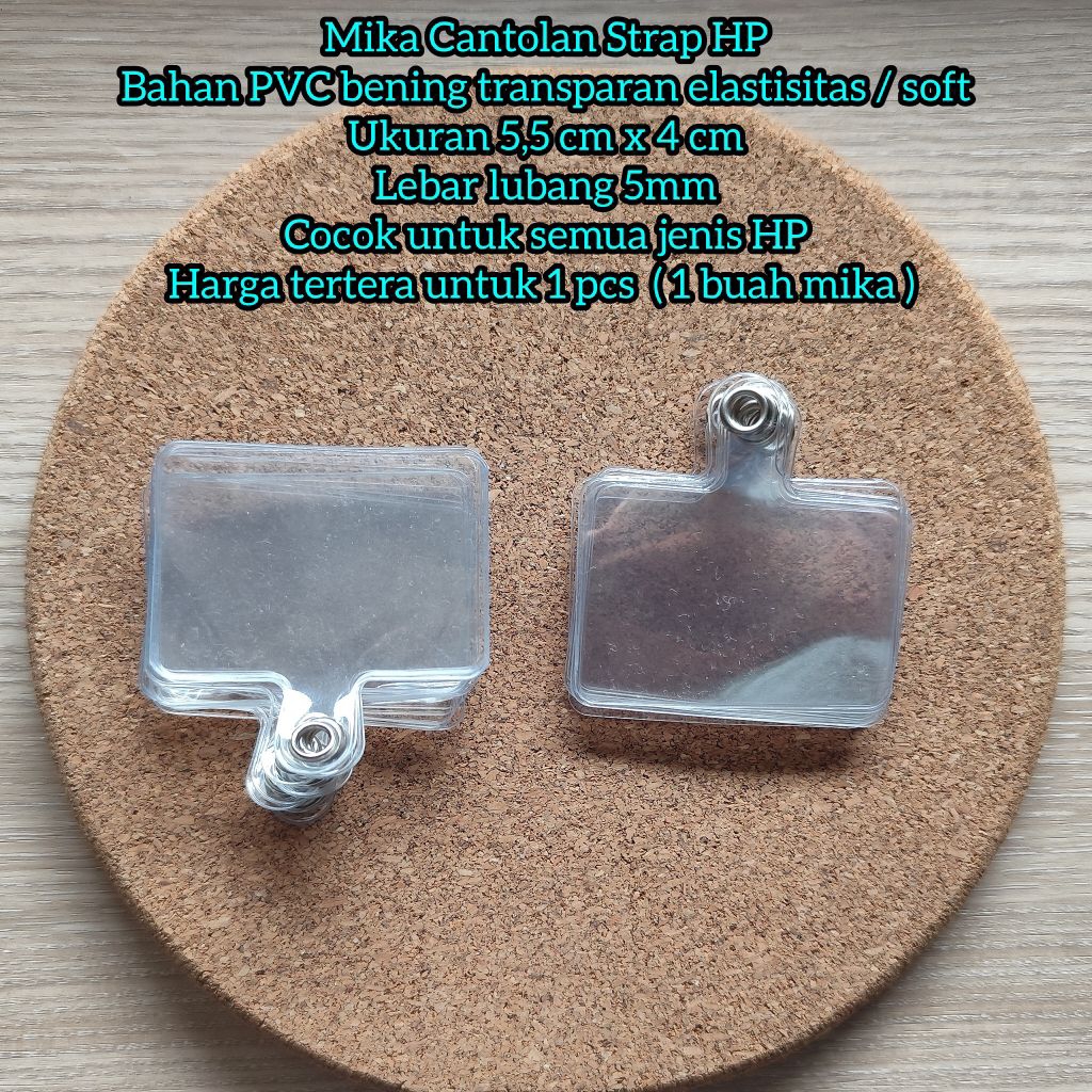 [1 pcs] mika cantolan strap phone / konektor mika hp / gantungan casing hp / Mika cantolan hp bening