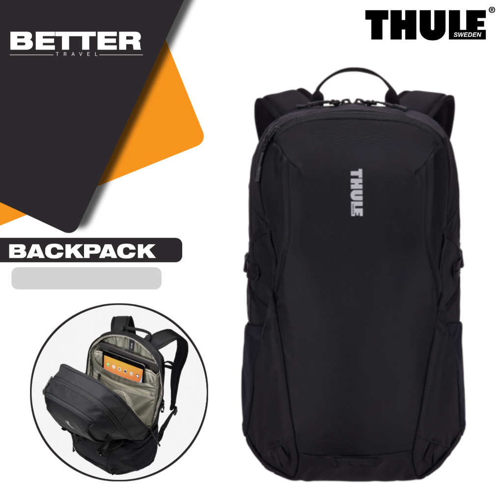 Tas ransel pria hitam THULE backpack travel outdoor daypack laptop 15 inch dan tablet 10 inch kasual