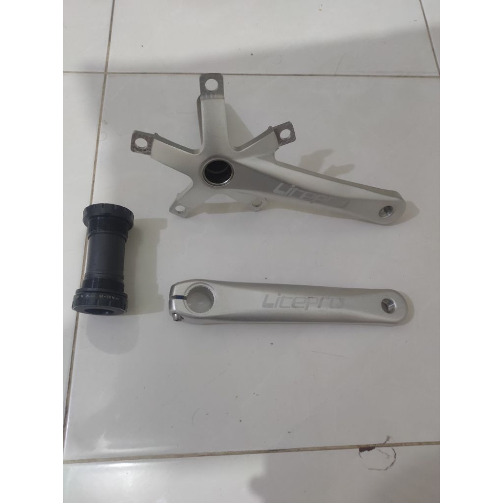 crank arm sepeda lipat single litepro HT 2 hollowtech II silver
