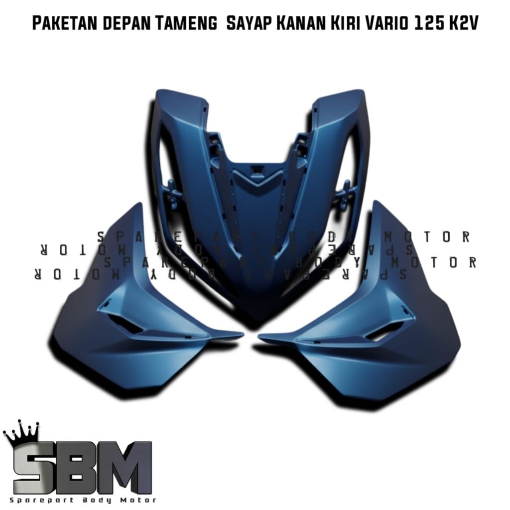 Paketan Depan Cover Tameng  Depan Sayap kiri Kanan VARIO 125 NEW K2V GEN2 2023 Warna Biru Doff Blue 