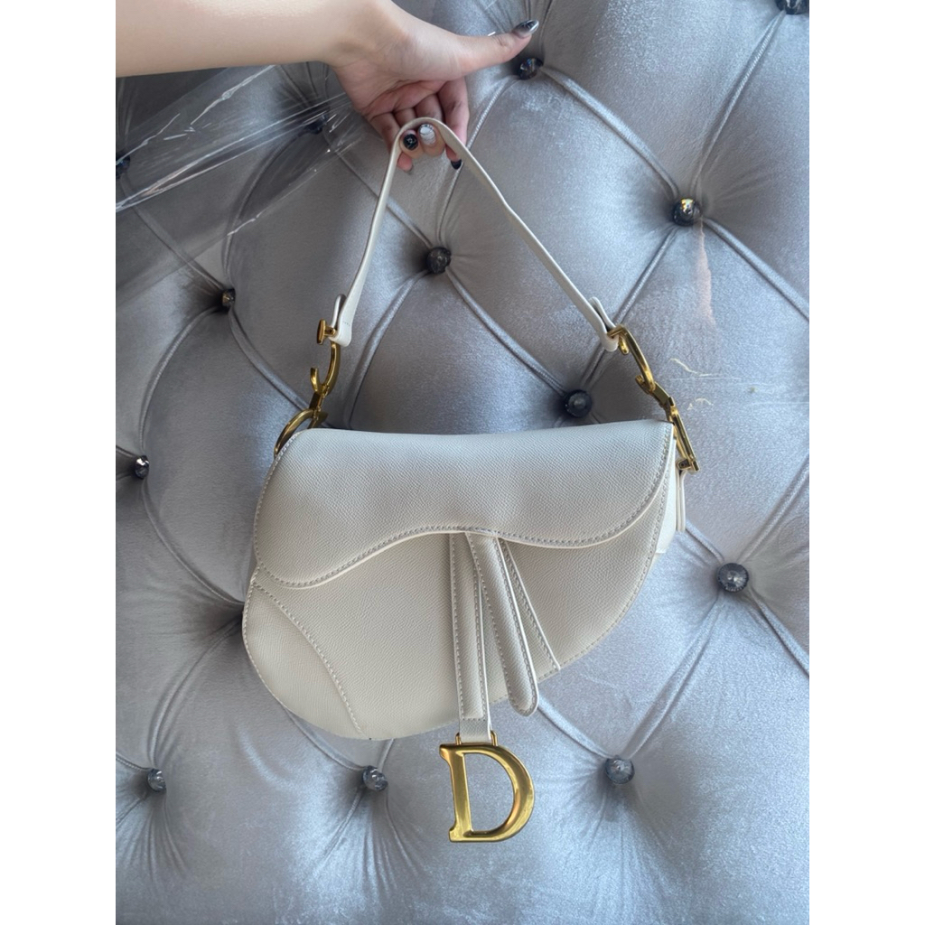 dior saddle bag preloved second with box good condition mulus dordor d1or d10r white latte color old