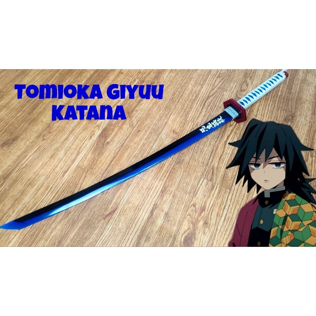 pedang nichirin tomioka giyuu demon slayer kimetsu no yaiba dari bahan resin untuk pajangan atau cos