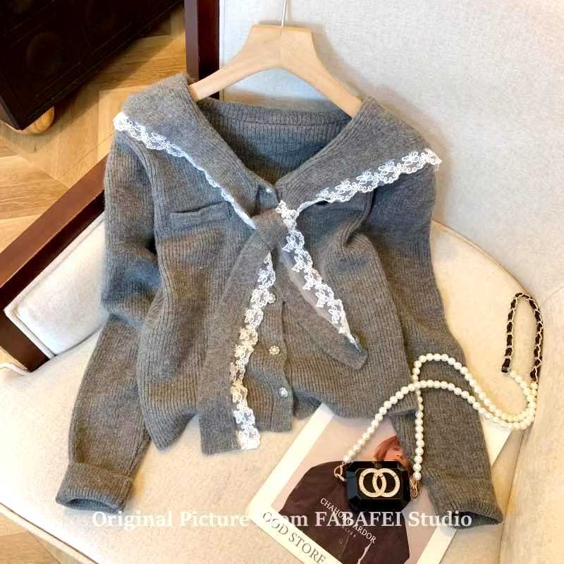 Sweater Pita Renda Cardigan Renda Wanita