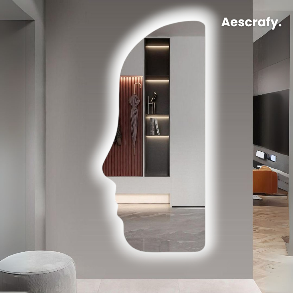 Aescrafy Cermin Wajah LED Touchscreen Dan Saklar – Cermin Dengan Lampu LED Dan Sensor Sentuh