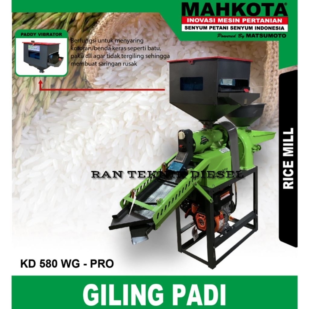 Mesin Giling Padi & Penepung MAHKOTA KD 580 WG PRO Kombinasi