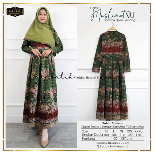 Muslimat Gamis jilbab bahan sanwos syari set aksesoris muslimat nu wanita tas kipas pin bross by svj