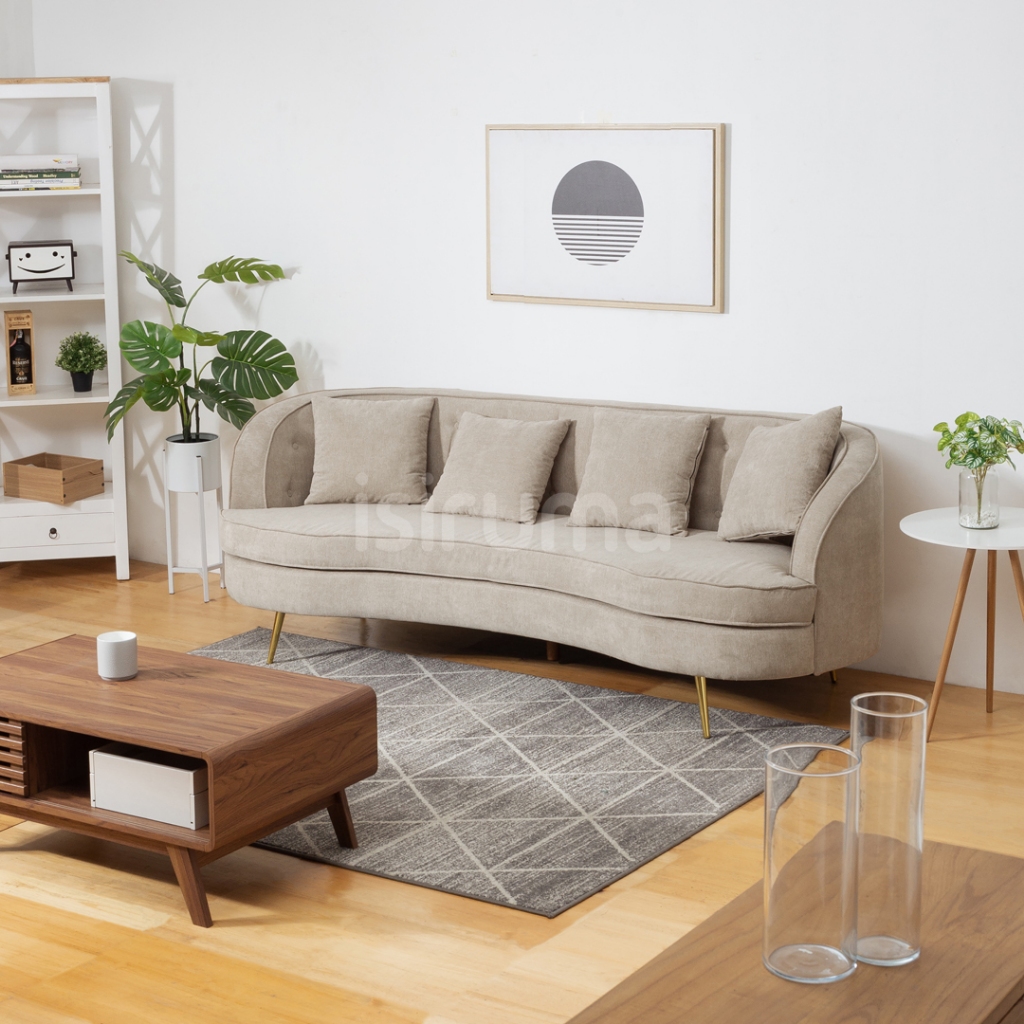 Isiruma - Sofa 3 Dudukan Desain Mewah Berlekuk TOMO Sofa 3 Seater