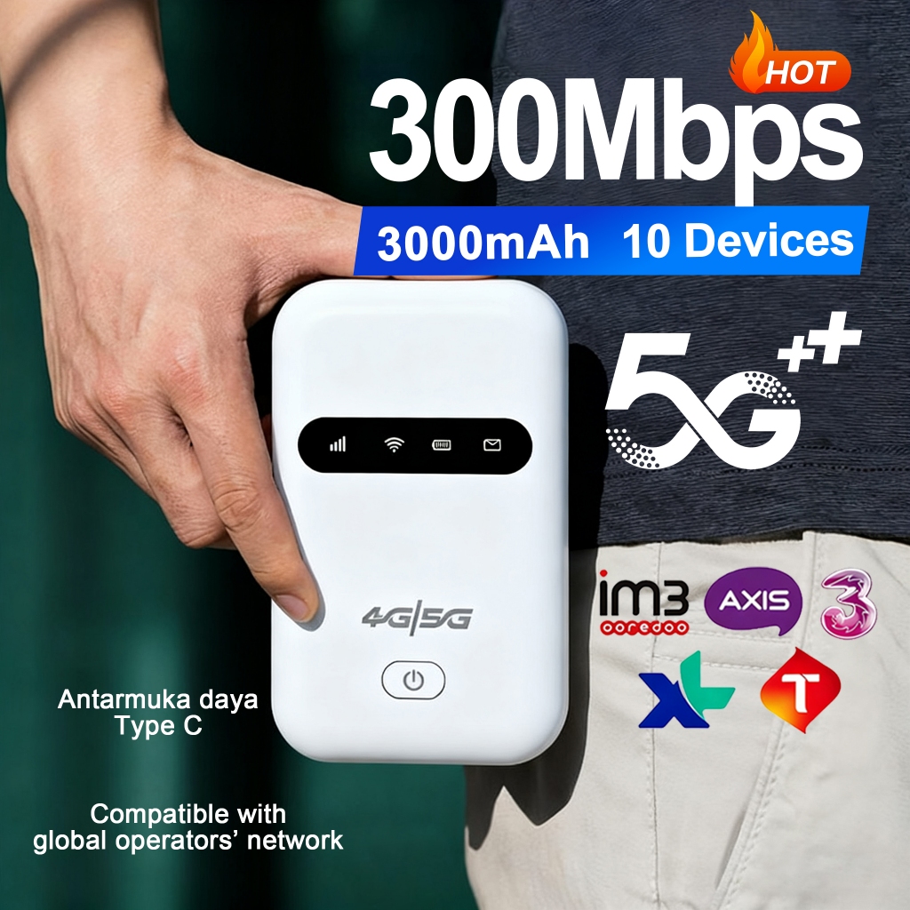 Modem WiFi All Operator Mudah Dibawa 300Mbps 4g Mobile Mifi Portable Semua Operator LTE Modem Kecepa