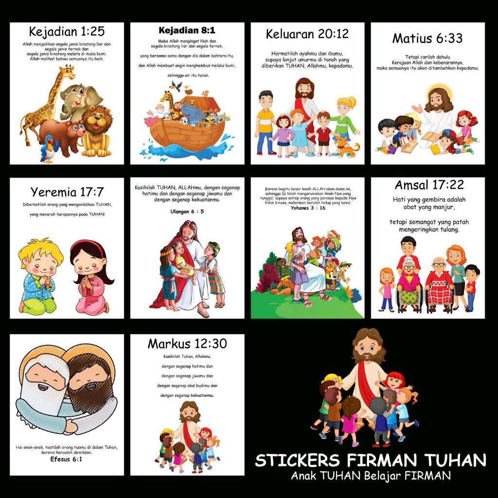 STIKER ROHANI KRISTEN UNTUK ANAK SEKOLAH MINGGU BELAJAR ALKITAB
