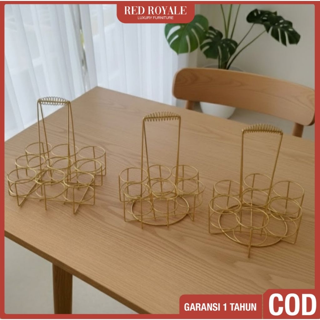 rak minuman tempat minuman botol kaleng rak aqua gelas bahan besi gold mewah