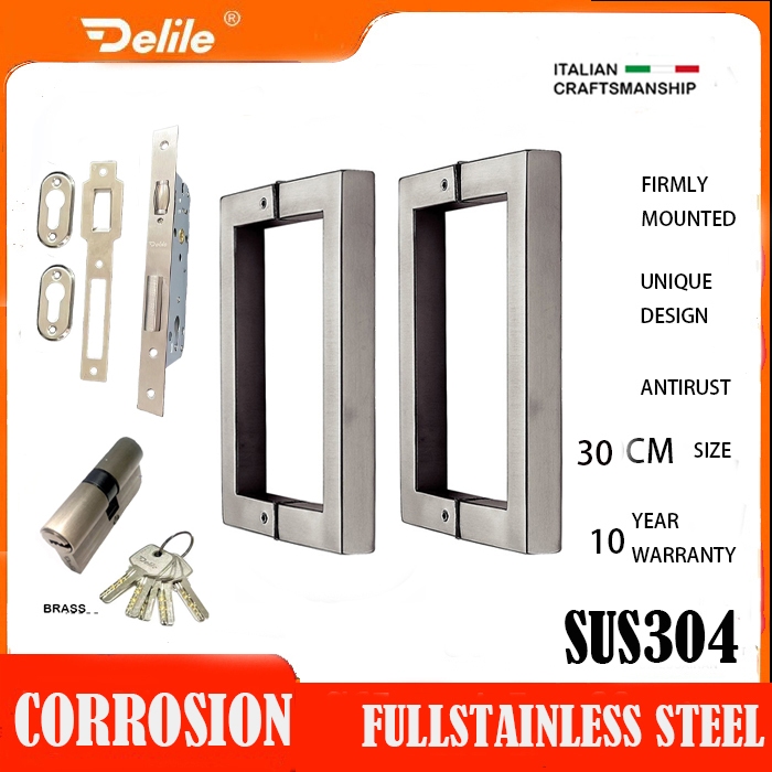Pegangan Pintu 2 Rumah/ Tarikan Gagang Pintu Rumah/ Full Handle Stainless Steel/ Full Handle Set