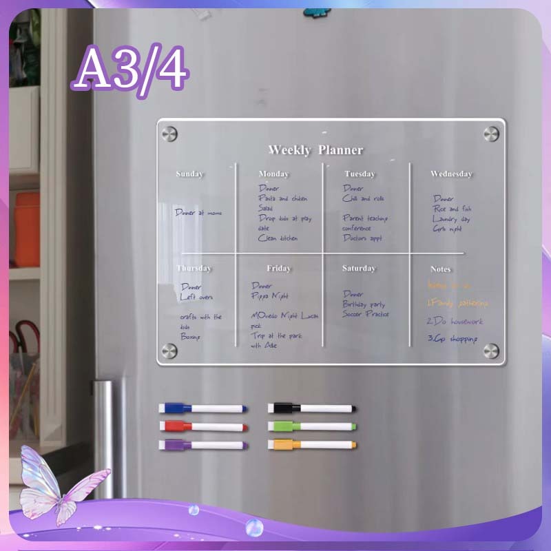 Weekly Planner Magnet Kulkas Akrilik Wall Planner Board Acrylic Wall Monthly Planner Custom Dinding 