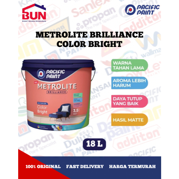 CAT TEMBOK BRILLIANCE COLOR BRIGHT WARNA CERAH 18L PAIL - PUTIH METRO