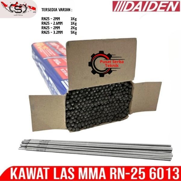 Daiden Kawat Las MMA RN-25 E6013 / Kawat Electrode Daiden RN-25 E6013 2mm 2.6mm 3.2mm 1kg 2kg 5kg