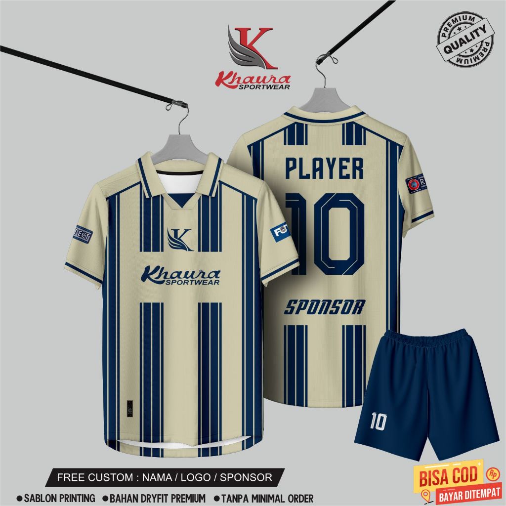 jersey retro vintage / jersey printing custom / jersey futsal sepak bola / jersey kerah navy cream