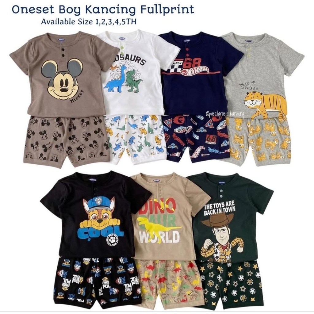 set boy kancing full print