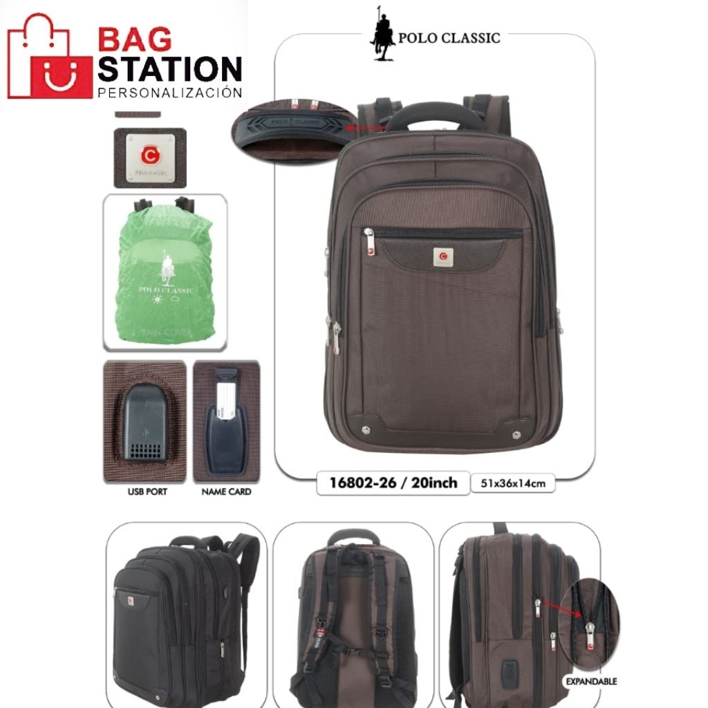 TAS RANSEL LAPTOP BACKPACK POLO CLASSIC 20 IN XL JUMBO EXPANDABLE USB ORIGINAL TAS SEKOLAH TAS KULIA