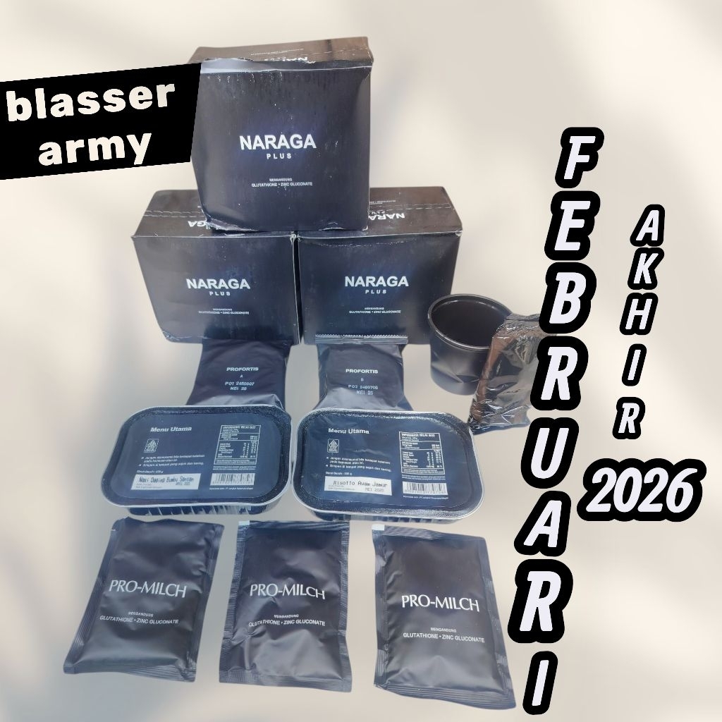 PROMO SATU PAKET DUS NARAGA PLUS RANSUM TNI NASI KALENG MAKANAN TNI exp FEBRUARI 2026 / RANSUM PLUS 