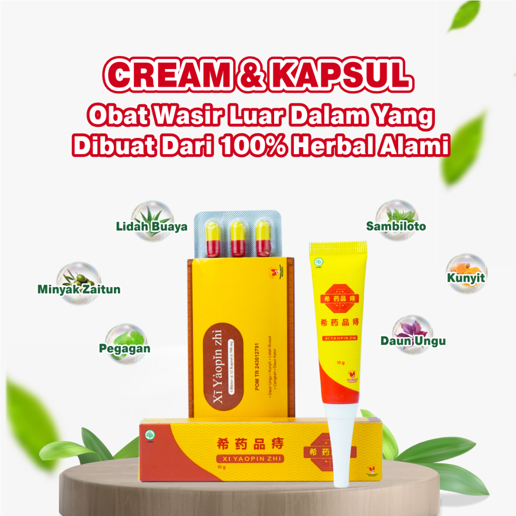 Kapsul Herbal Xi Yaopin Zhi 12pcs Obat Herbal Wasir Xi Yaopin Zhi Salep Tube
