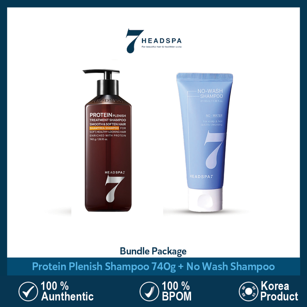 HEADSPA7 Bundle Package - Dry Shampoo Fresh Liquid Type 100ml + Protein Plenish Shampoo 740ml