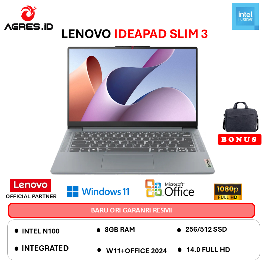 LENOVO IDEAPAD SLIM 3 14 INTEL N100 - RAM 8GB 512GB W11+OHS 14.0FHD -62ID