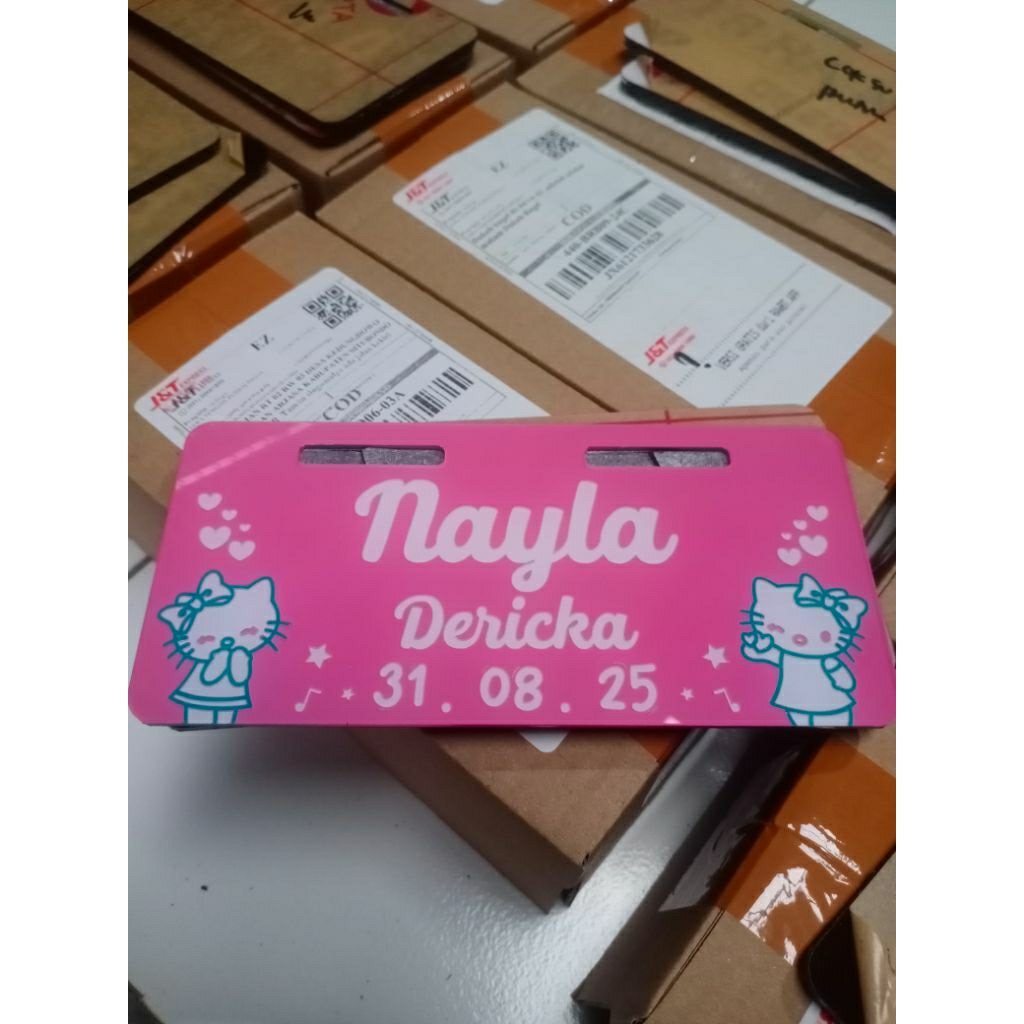 Plat Nomor Sepeda Listrik hello Kitty