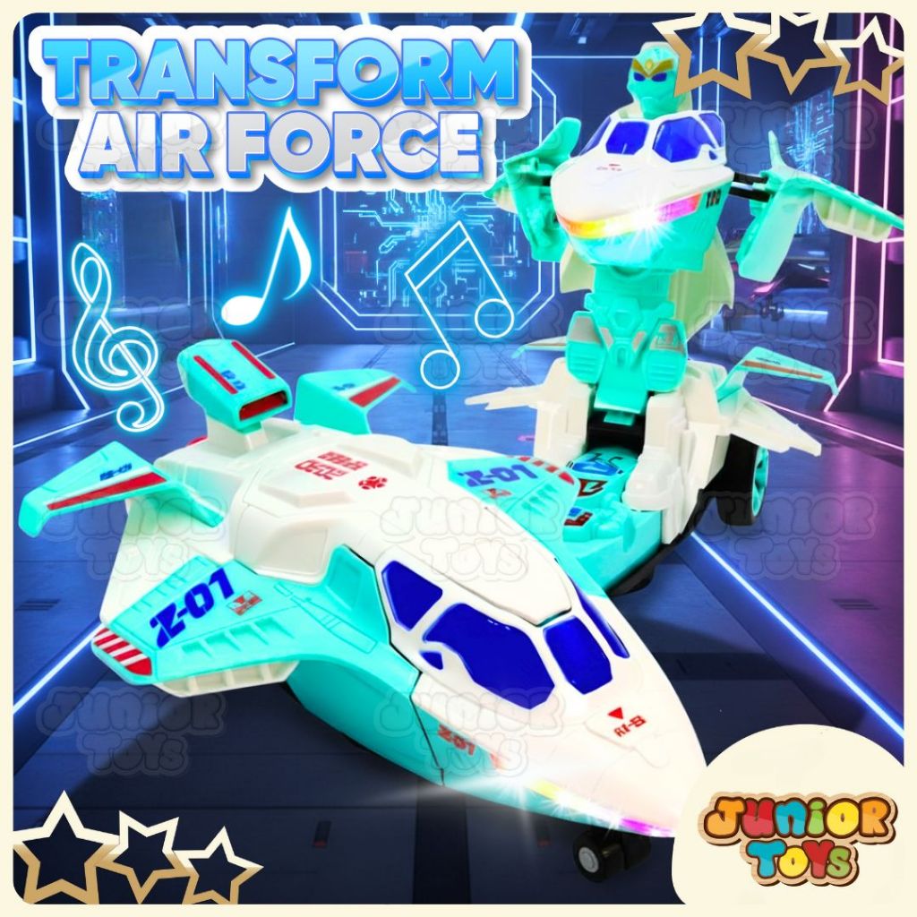 Mainan Kendaraan Tank Helikopter Pesawat  Berubah Jadi Robot Baterai Bunyi Suara Lampu