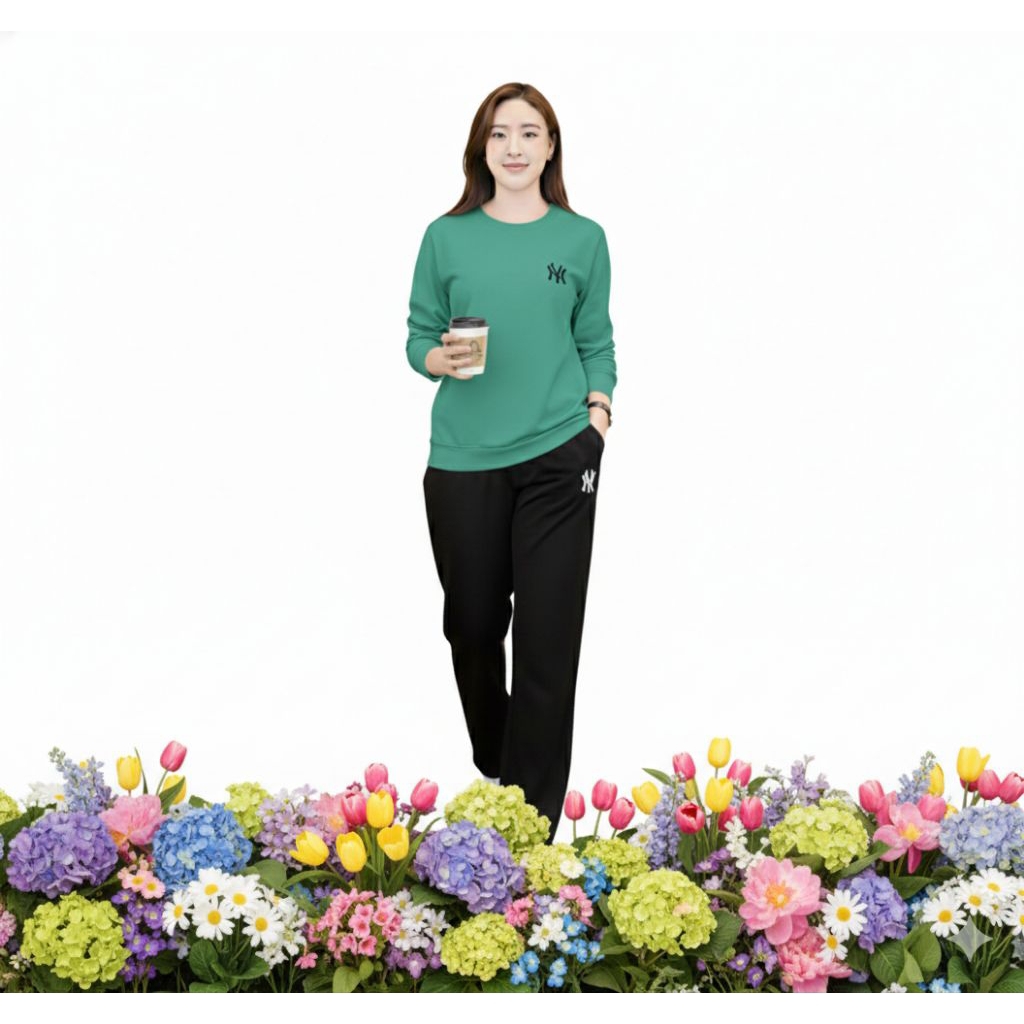 setelan celana kulot panjang baju training suit pakaian olahraga senam sport wanita