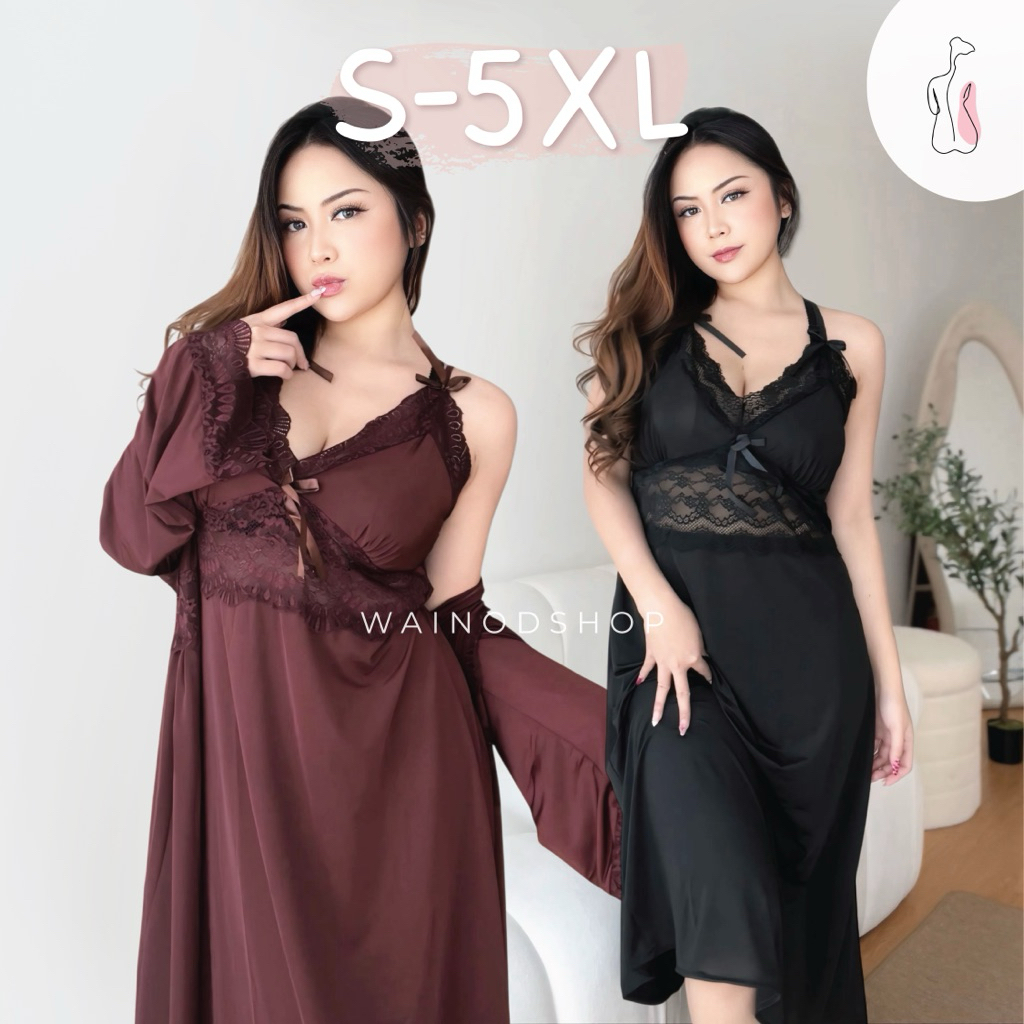 Viora + CUP (S-5XL) sexy lingerie midi kimono set