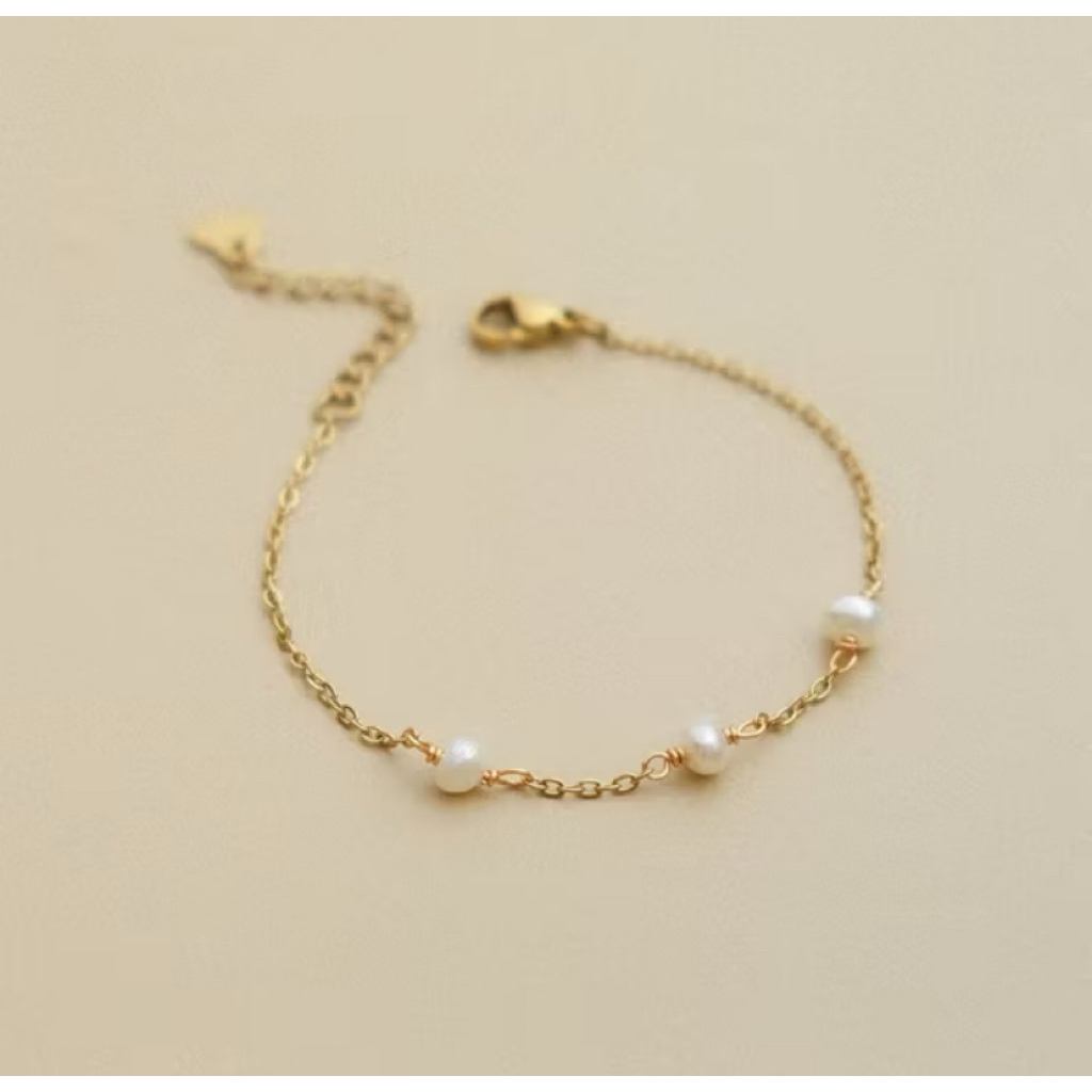 Gelang rantai lapis emas Mutiara air tawar asli lombok Gelang mutiara lombok asli Aksesoris mutiara 