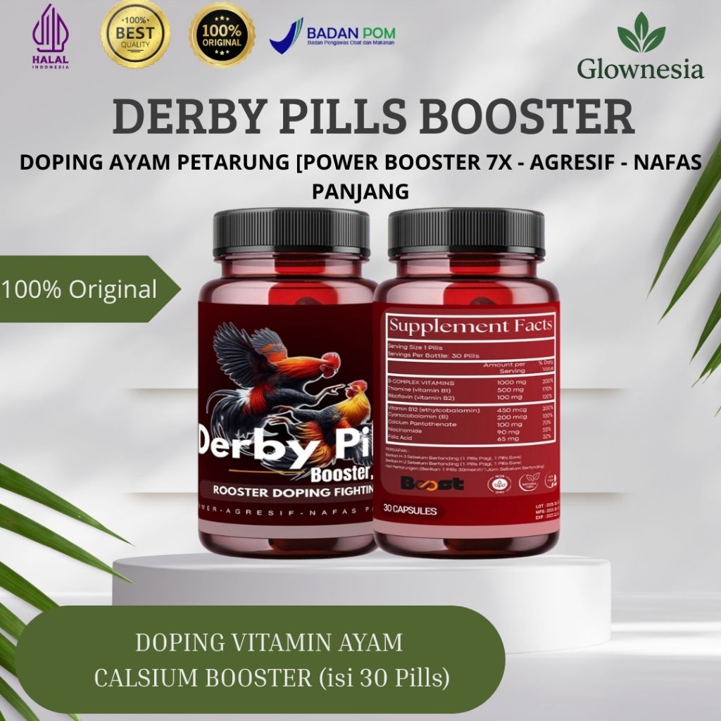 DERBY PILLS BOOSTER ORIGINAL POWER UP 7X By BOOST Doping Ayam Petarung Peningkat Power Stamina Nafas