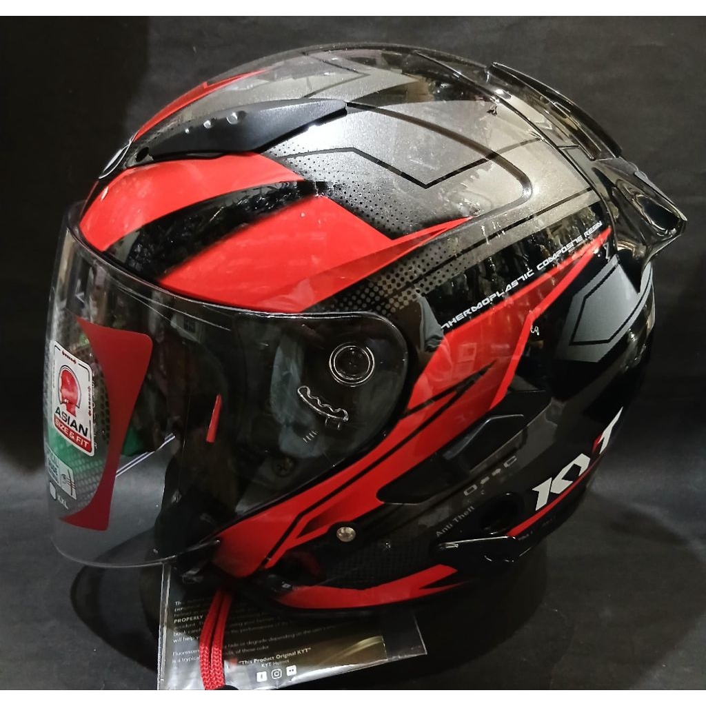 HELM KYT GALAXY MOTIF ASYMMETRIC HALF FACE - KYT GALAXY HALF FACE ASYMMETRIC DOUBLE VISOR