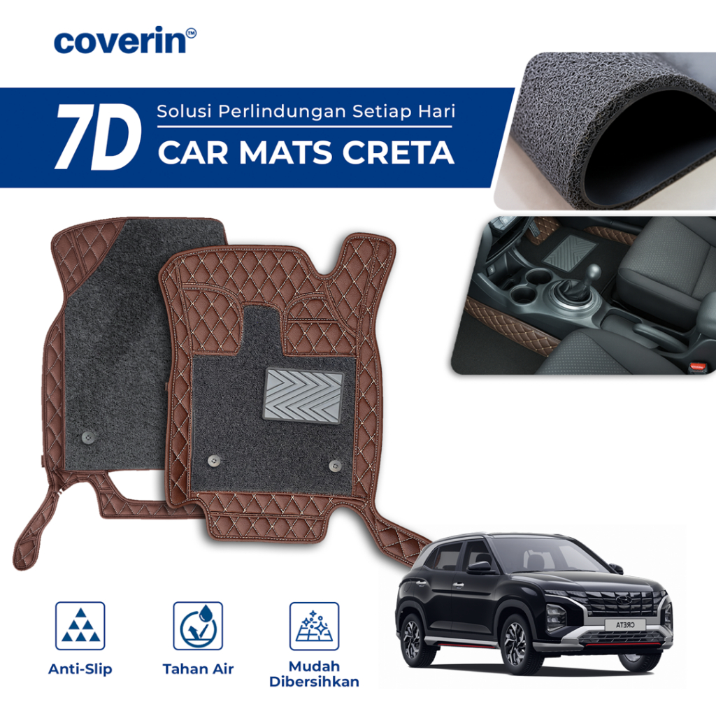 Coverin Karpet Mobil HYUNDAI CRETA 7D Premium Custom Fit Anti Slip + FREE Bagasi