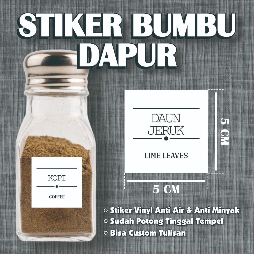 STIKER BUMBU DAPUR CUSTOM/STIKER TOPLES BUMBU/STIKER BUMBU ESTETIK