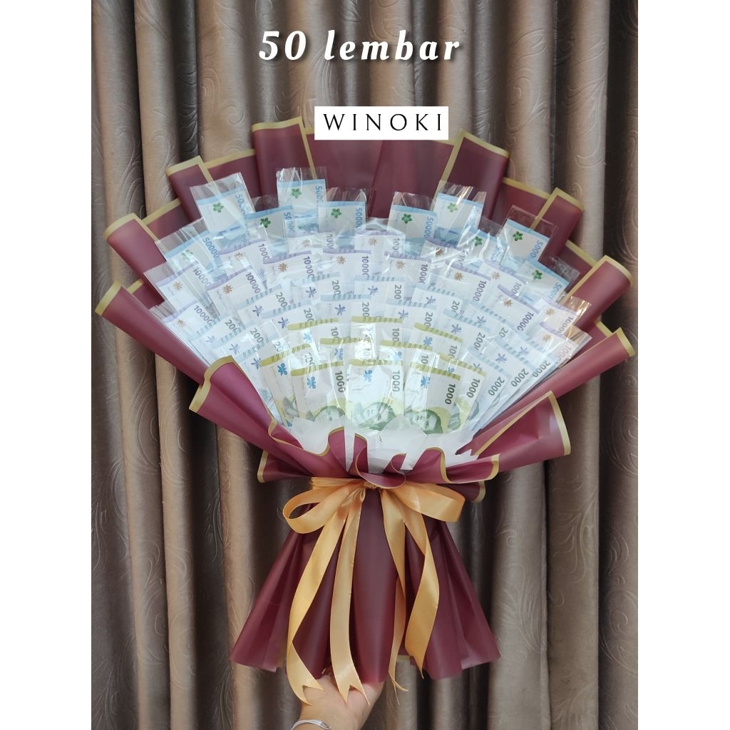 buket uang 50 lembar kosongan buket kosongan hampers gift bouquet free kartu ucapan/gift card