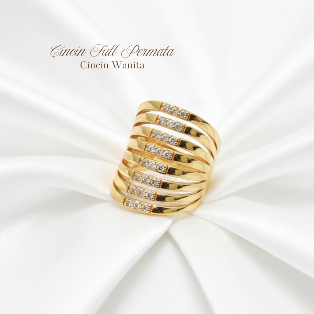 Cincin Titanium Wanita Dewasa Full Permata Terbuat Dari Koin Logam