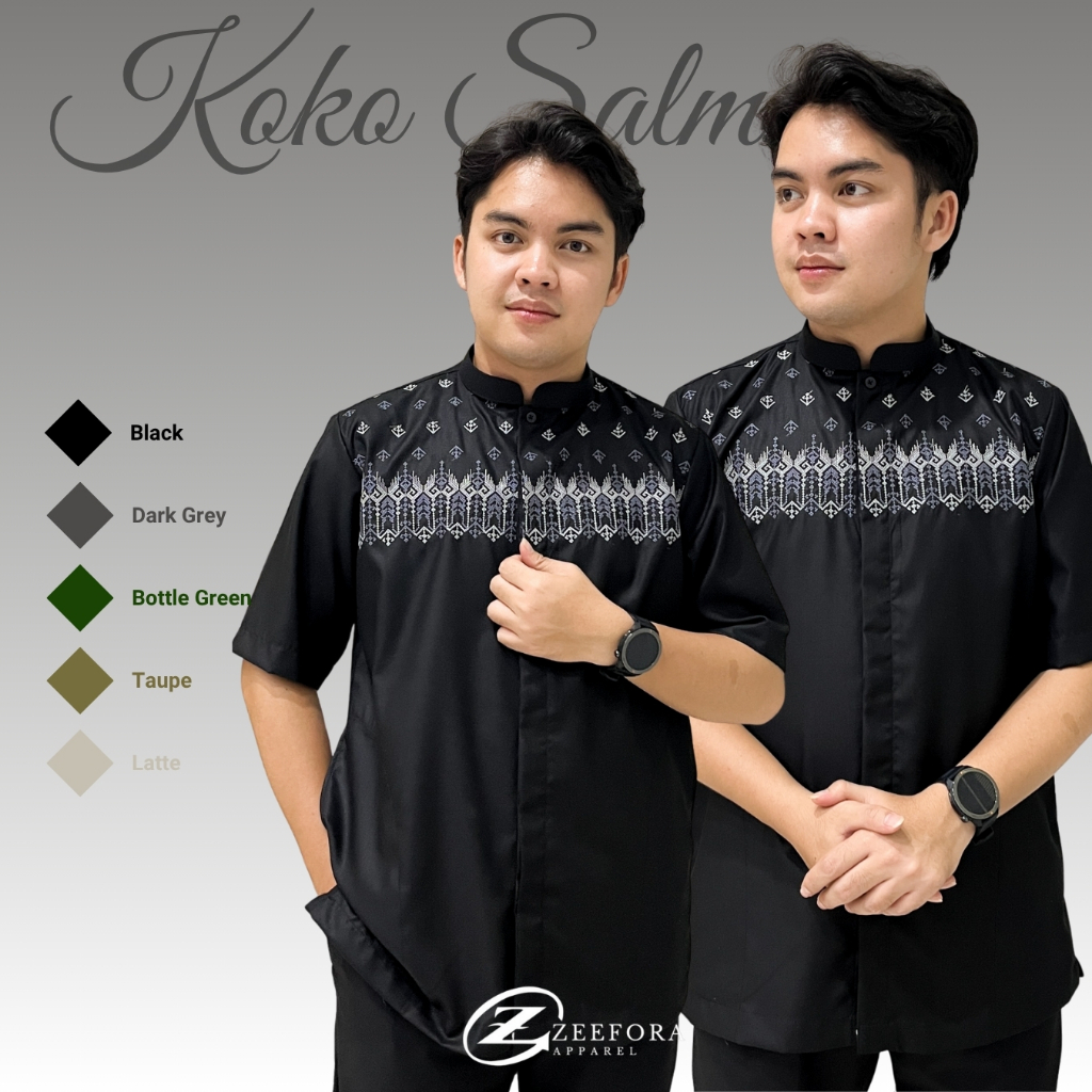 Zeefora Koko Salman Baju Muslim Basic Pakaian Pria Dewasa Bordir Lengan Pendek Berkualitas