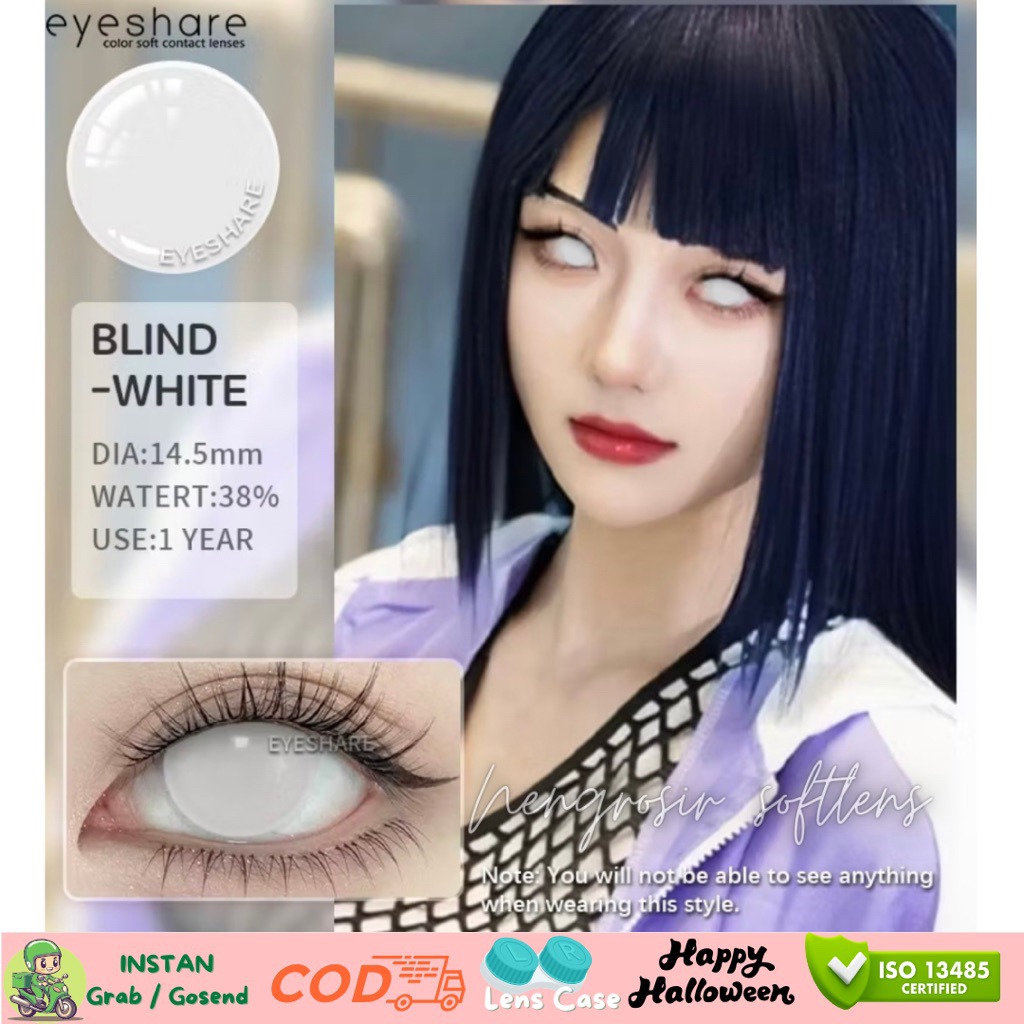 SOFTLENS PUTIH COSPLAY || ANIME || HALLOWEEN - BLIND WHITE 14,5MM