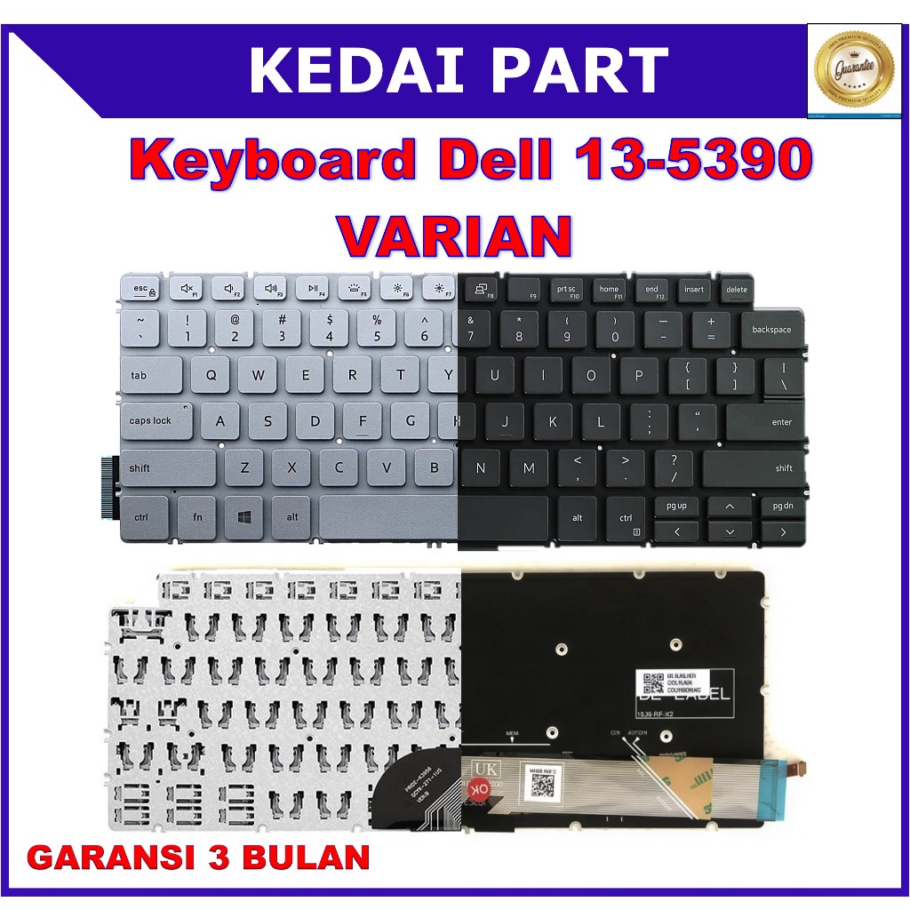 Keyboard Dell Inspiron 13 5391 5390 5490 5491 5498 5493 Silver Backlight