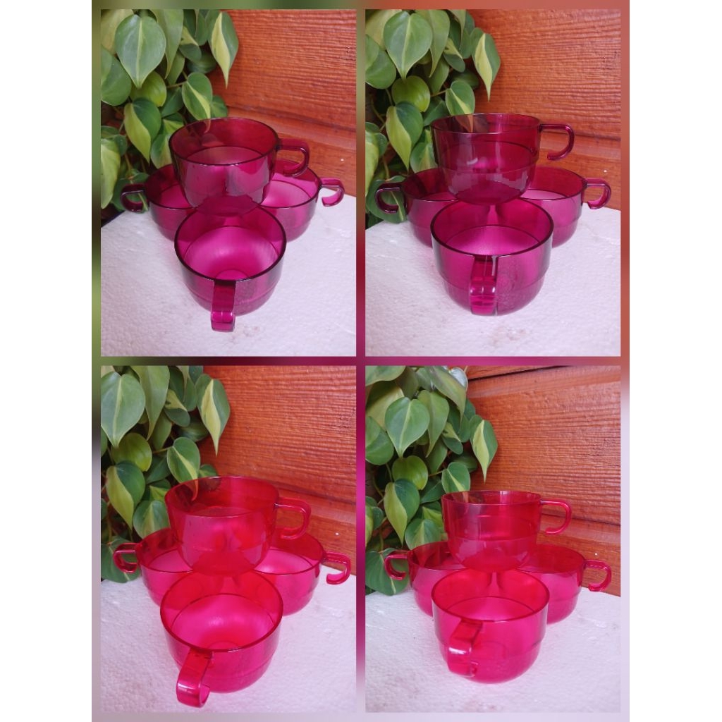 Cup Watercolor tupperware 4 pcs / cup wtc pink tupperware/ cup wtc magenta tupperware/ cangkir tuppe